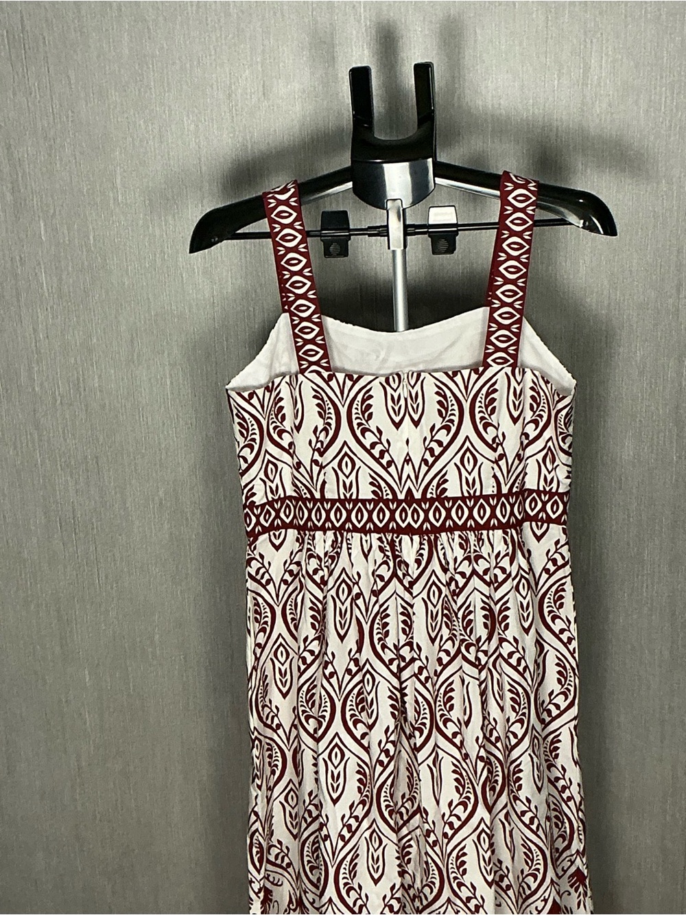 Talbots White and Burgundy Printed Maxi Dress Size 8 - Picture 7 of 12